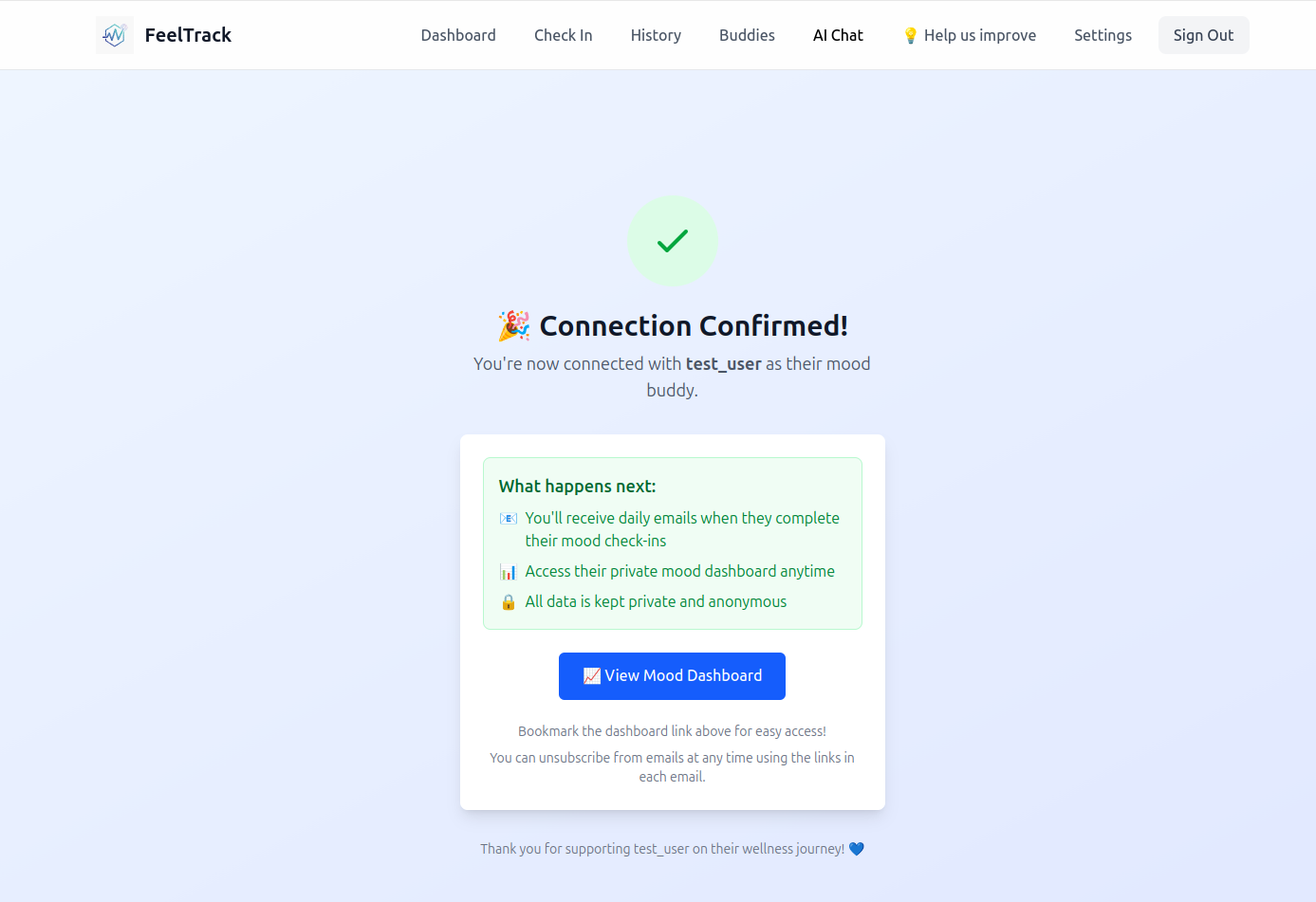 Email-Based Buddy System - Share check-ins with accountability partners
